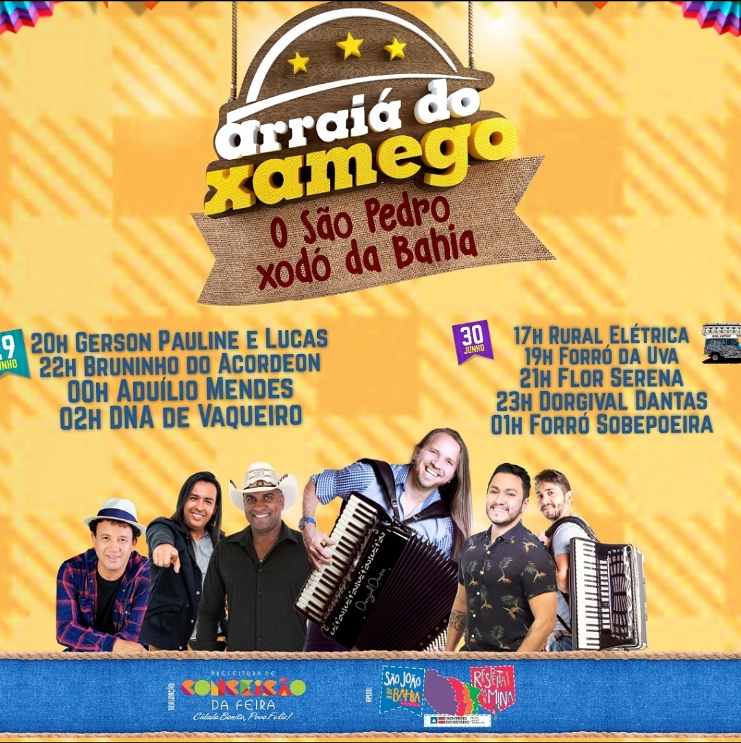 Conceição da Feira: Arraiá do Xamego começa neste sábado. Confira! 1 Conceição da Feira: Arraiá do Xamego começa neste sábado. Confira!