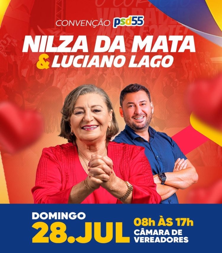 São Sebastião do Passé: Prefeita Nilza da Mata e seu vice Luciano Lago convidam a todos para a convenção do PSD no próximo dia 28