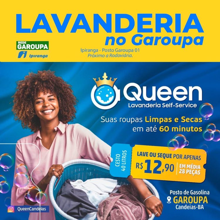 Queen Lavanderia chega a Candeias através do Posto Garoupa 01, próximo a Rodoviária 1 Queen Lavanderia chega a Candeias através do Posto Garoupa 01, próximo a Rodoviária