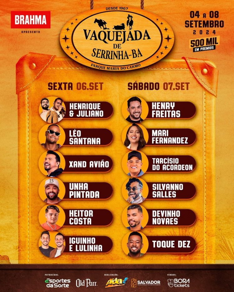 Vaquejada de Serrinha anuncia datas que as atrações irão se apresentar no Parque Maria do Carmo