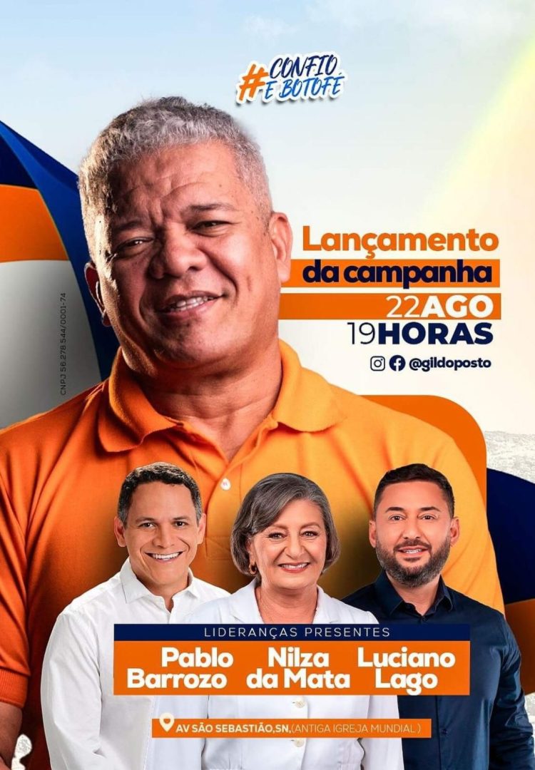 São Sebastião do Passé: Gil do Posto lançará sua candidatura a reeleição como vereador na próxima quinta-feira (22)