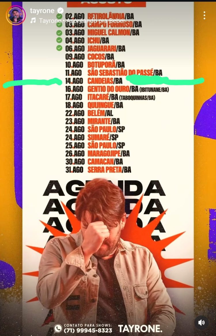Tayrone irá se apresentar 14 de agosto na festa do aniversário de Candeias