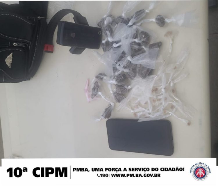 Candeias: Policiais da 10ª CIPM prendem traficante e apreendem quantidade de drogas no bairro Santo Antônio
