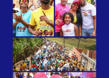 Passé, maior distrito de Candeias, ficou pequena com a caminhada de Eriton Ramos e Washington de Passé em uma onda azul liderada por Pitágoras