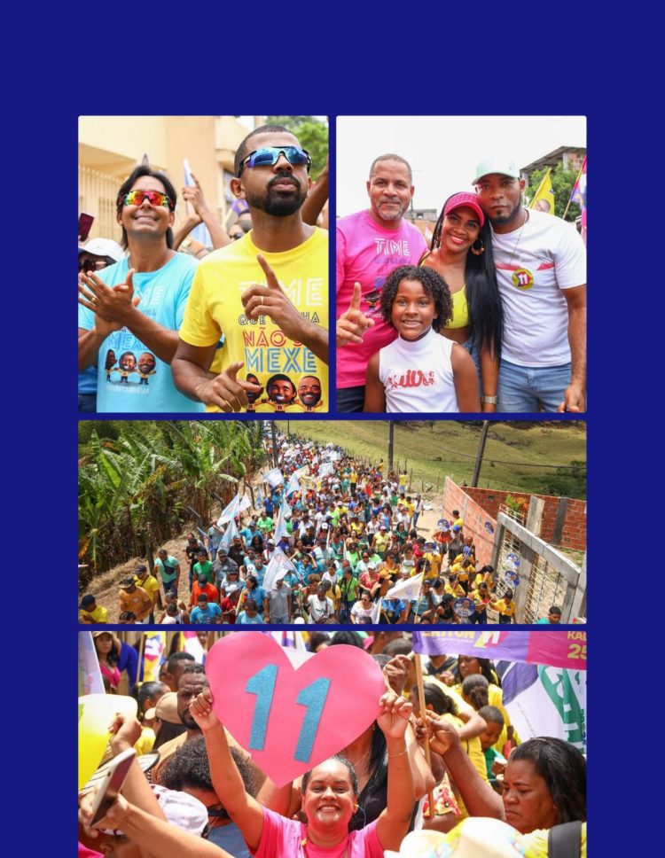 Passé, maior distrito de Candeias, ficou pequena com a caminhada de Eriton Ramos e Washington de Passé em uma onda azul liderada por Pitágoras