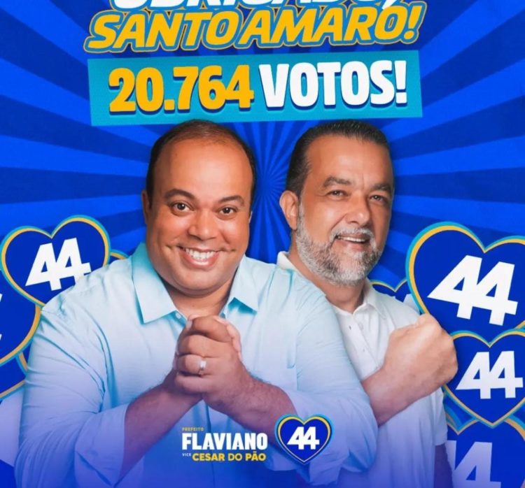 Flaviano é eleito prefeito de Santo Amaro com 57% dos votos 1 Flaviano é eleito prefeito de Santo Amaro com 57% dos votos