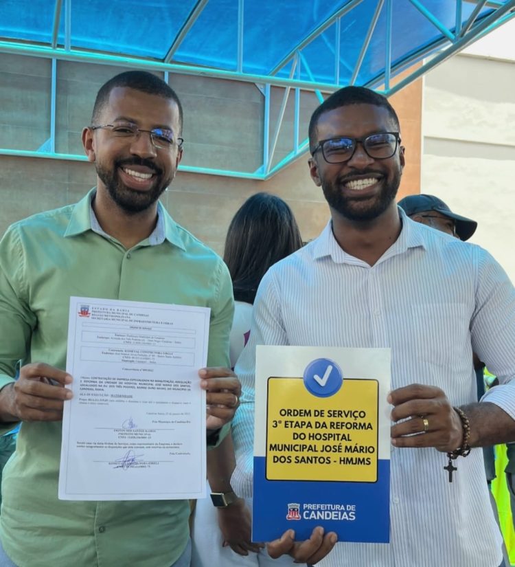 Candeias: Primeiro ato do prefeito Eriton Ramos assina ordem de serviço para 3ª etapa do hospital Ouro Negro e é comemorado pelo vereador Rosevaldo Adorno