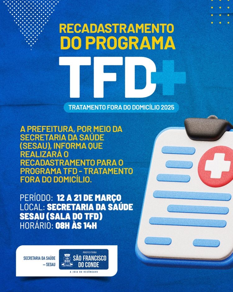 SFC: Recadastramento do Programa TFD 2025 - Garantindo Assistência e Cuidado aos Pacientes 1 SFC: Recadastramento do Programa TFD 2025 – Garantindo Assistência e Cuidado aos Pacientes
