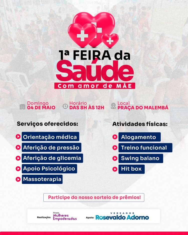 Vereador Rosevaldo Adorno Apoia 1ª Feira de Saúde 'Amor de Mãe' em Candeias 1 Vereador Rosevaldo Adorno Apoia 1ª Feira de Saúde ‘Amor de Mãe’ em Candeias