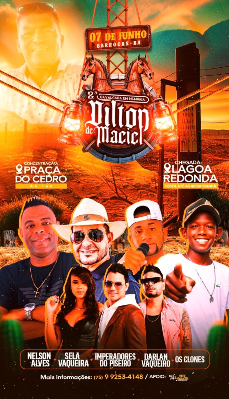 Cavalgada em homenagem a Dilton de Maciel agita Barrocas no dia 7 de junho com Os Clones, Sela Vaqueira, Darlan Vaqueiro e outras atrações