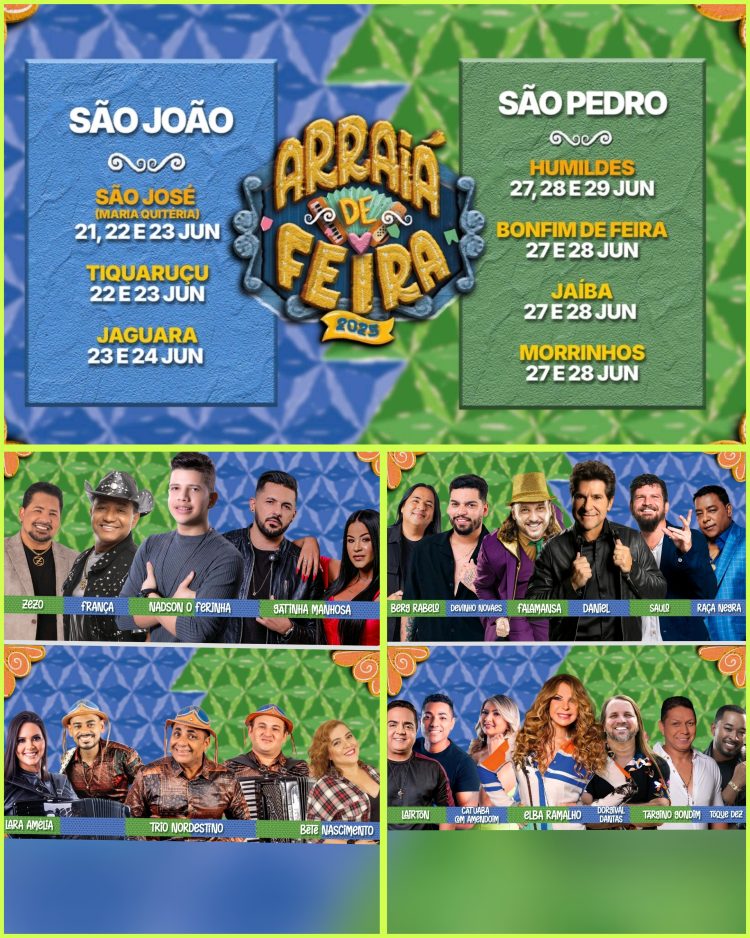Feira de Santana confirma São João com shows de Saulo Fernandes, Elba Ramalho e atrações locais sob comando do prefeito José Ronaldo