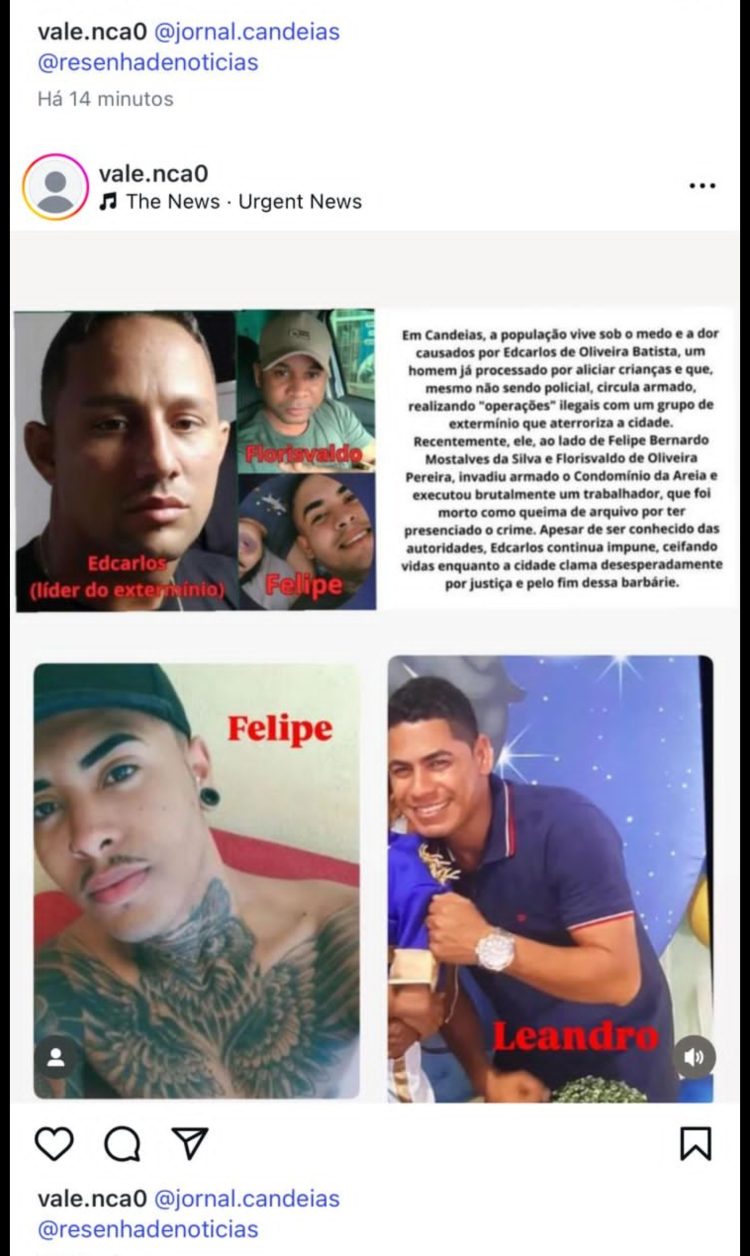 Candeenses vítimas de crimes cibernéticos são citados por perfis falsos em investigação de homicídio em Candeias