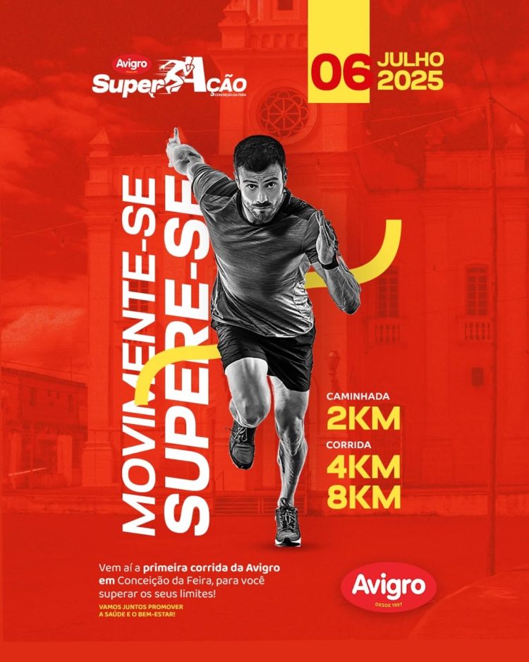 Primeira Corrida de Rua SuperAção Avigro em Conceição da Feira promete marcar a região de Feira de Santana e o Recôncavo Baiano